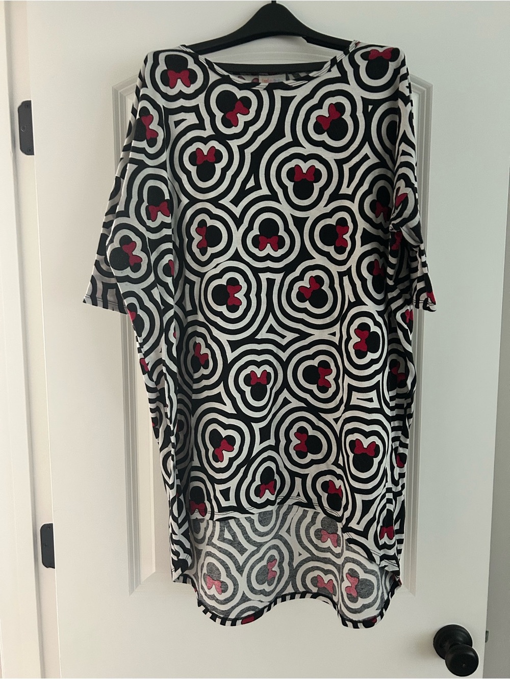 LuLaRoe + Disney Black, White & Red Geometric High-Low Skirt